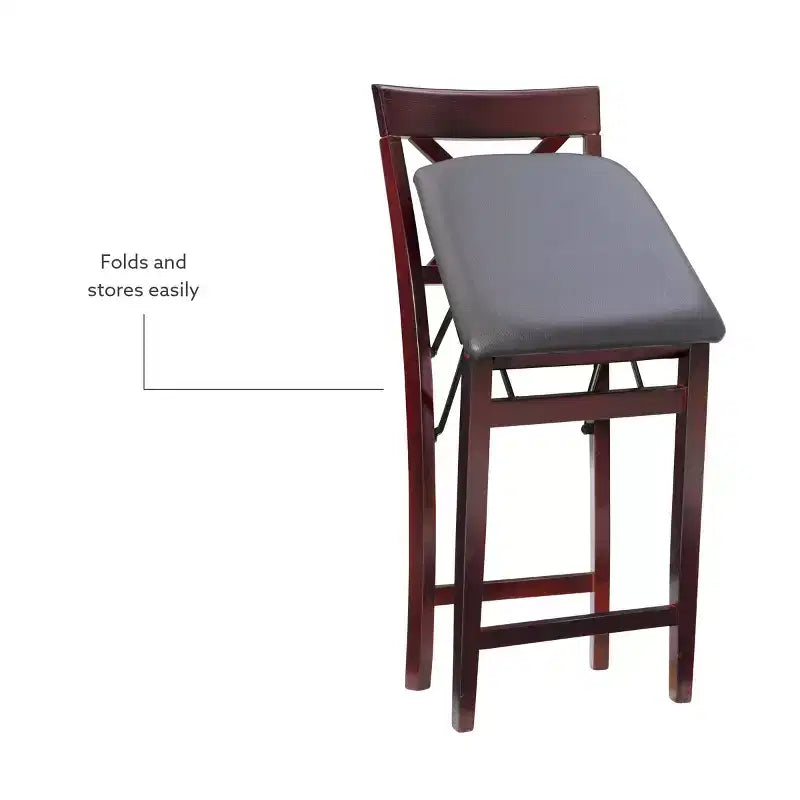 Tabouret de bar pliant en similicuir Triena X Back Espresso - Linon : siège rembourré, hauteur 61 cm