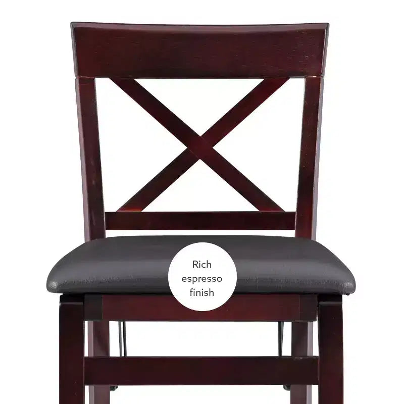 Tabouret de bar pliant en similicuir Triena X Back Espresso - Linon : siège rembourré, hauteur 61 cm