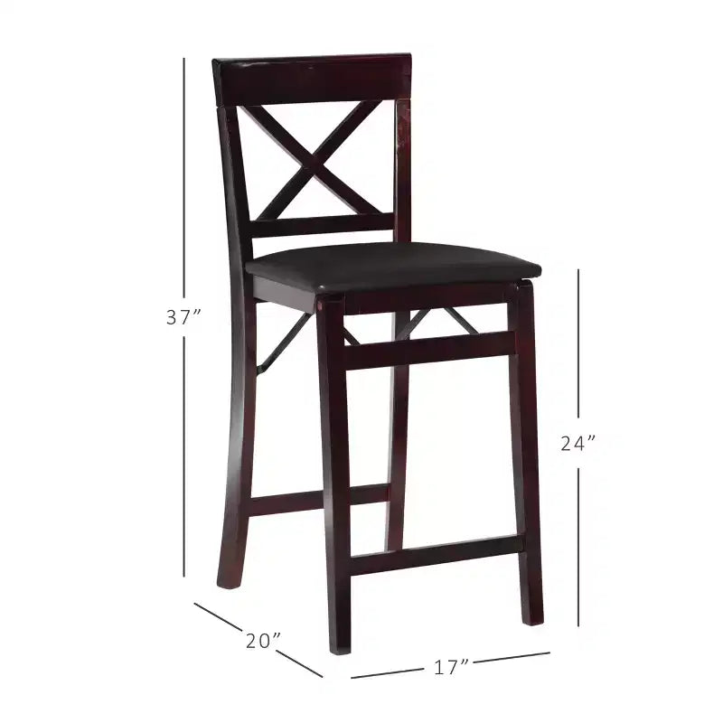 Tabouret de bar pliant en similicuir Triena X Back Espresso - Linon : siège rembourré, hauteur 61 cm