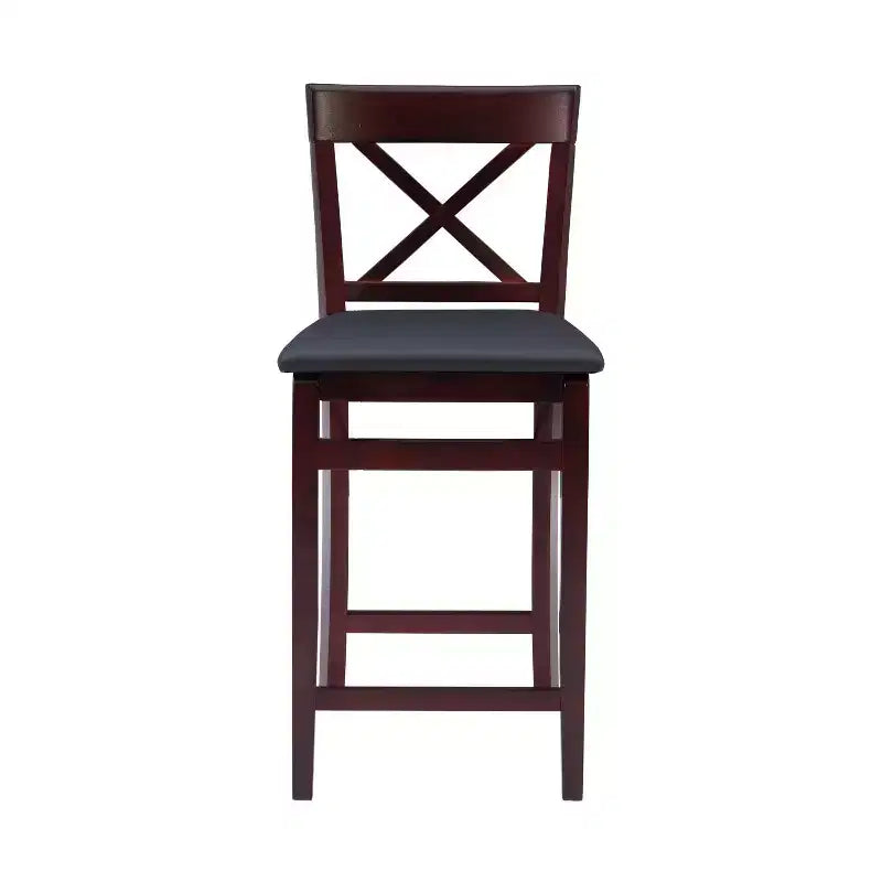Tabouret de bar pliant en similicuir Triena X Back Espresso - Linon : siège rembourré, hauteur 61 cm