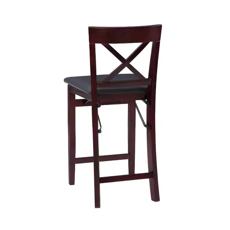 Tabouret de bar pliant en similicuir Triena X Back Espresso - Linon : siège rembourré, hauteur 61 cm
