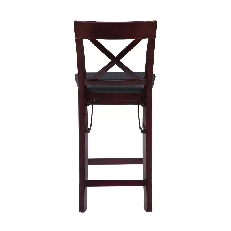 Tabouret de bar pliant en similicuir Triena X Back Espresso - Linon : siège rembourré, hauteur 61 cm