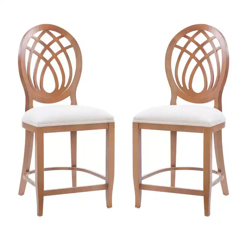 Linon Set of 2 24" Oriana Counter Height Barstool Brown
