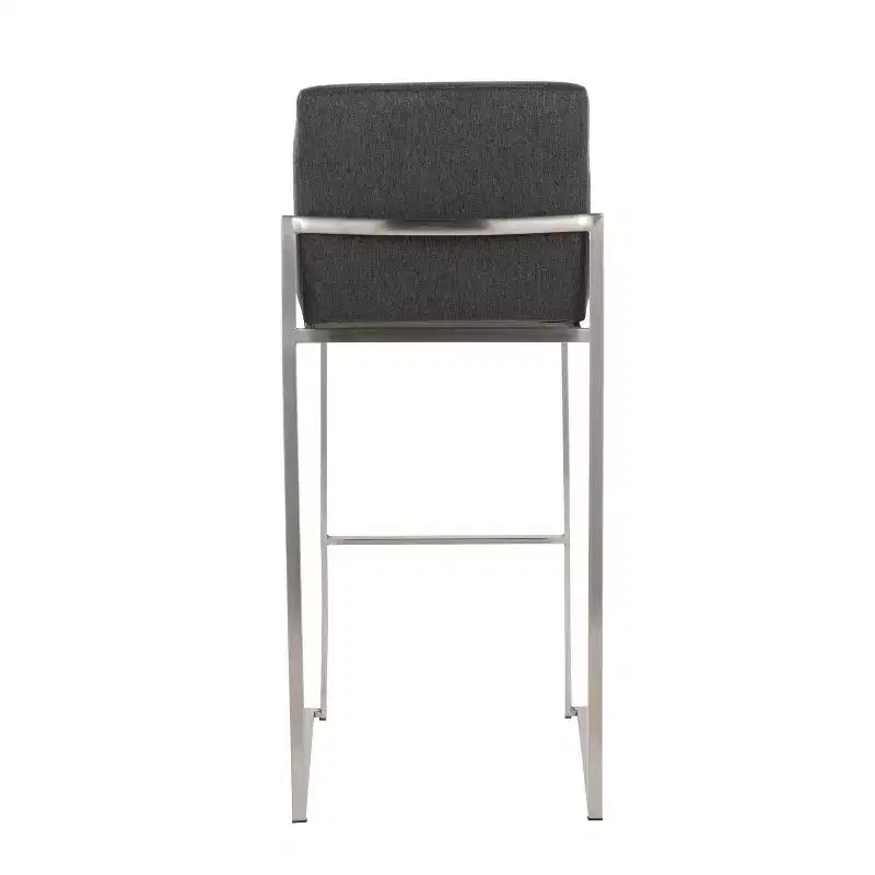 LumiSource Lot de 3 tabourets de bar hauts Fuji Acier inoxydable/Tissu anthracite