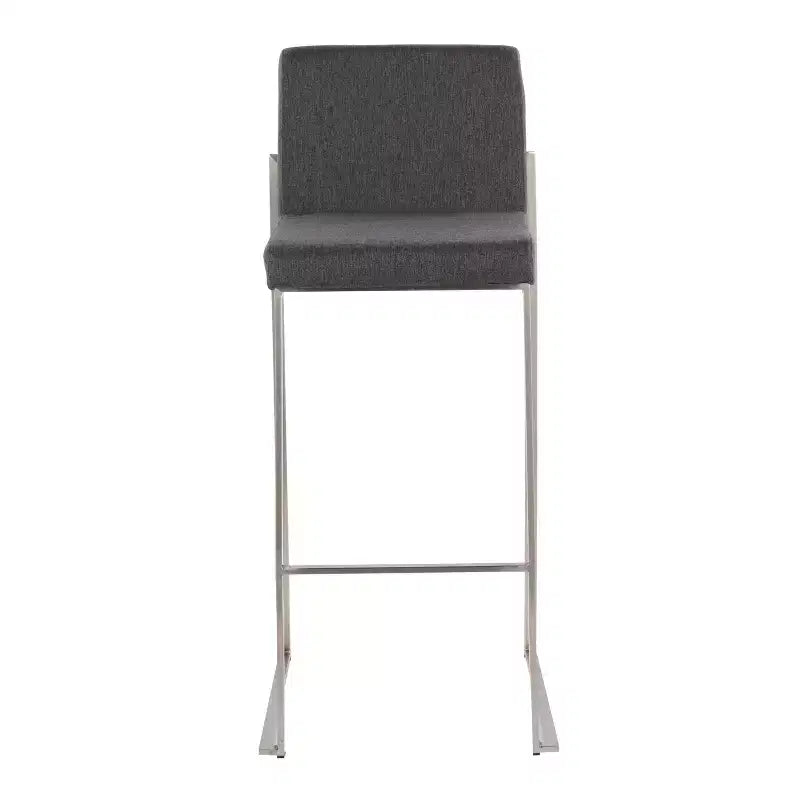 LumiSource Lot de 3 tabourets de bar hauts Fuji Acier inoxydable/Tissu anthracite