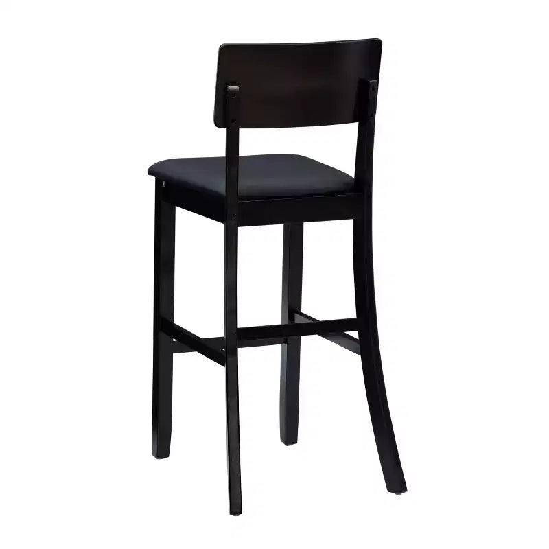 Tabouret de bar contemporain Linon Torino 29" avec siège rembourré en similicuir, bois dur/noir : Revêtement en vinyle, pieds en bois, rembourrage en mousse