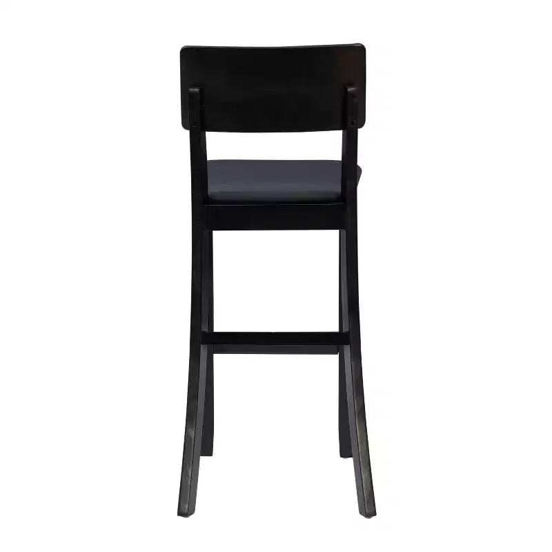Tabouret de bar contemporain Linon Torino 29" avec siège rembourré en similicuir, bois dur/noir : Revêtement en vinyle, pieds en bois, rembourrage en mousse