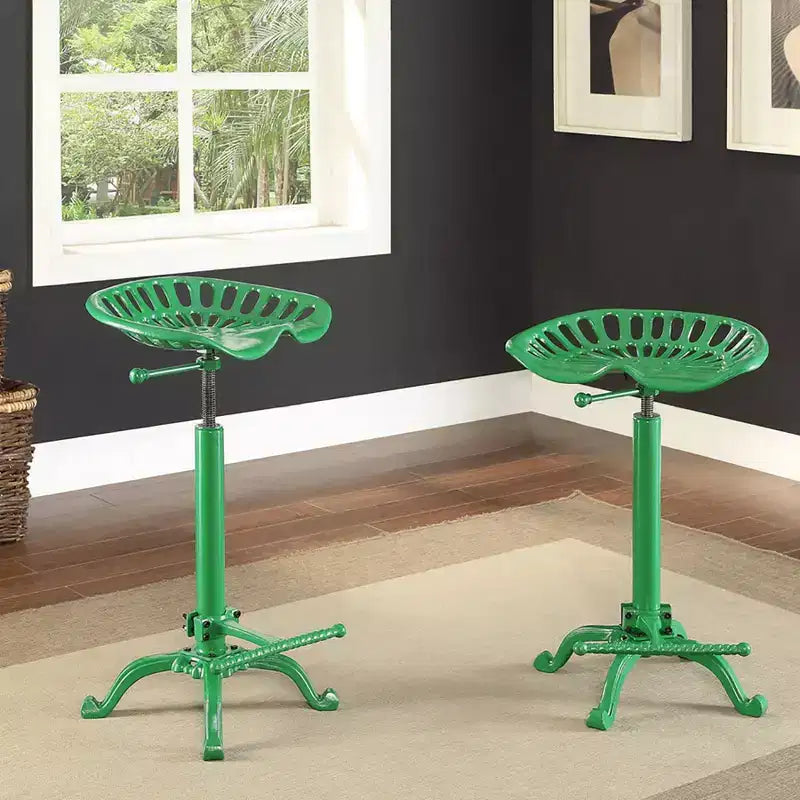 Siège de tabouret de tracteur réglable Carolina Living vert et table : Fer forgé, base à griffes, hauteur 56-84 cm