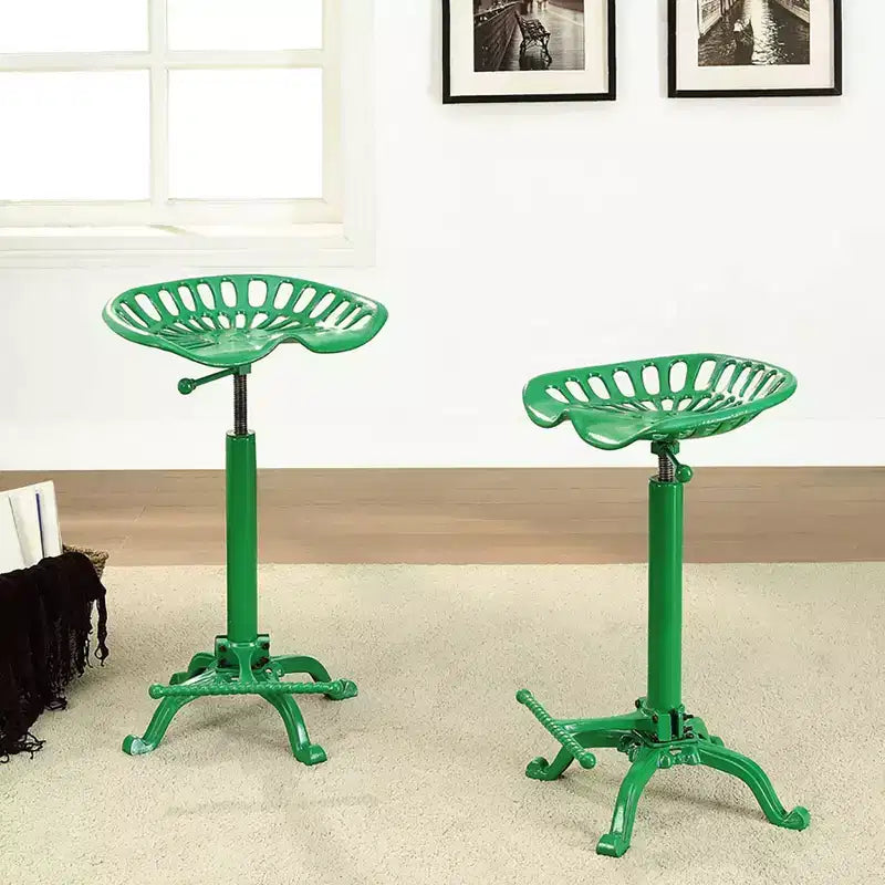 Siège de tabouret de tracteur réglable Carolina Living vert et table : Fer forgé, base à griffes, hauteur 56-84 cm