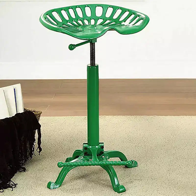 Siège de tabouret de tracteur réglable Carolina Living vert et table : Fer forgé, base à griffes, hauteur 56-84 cm