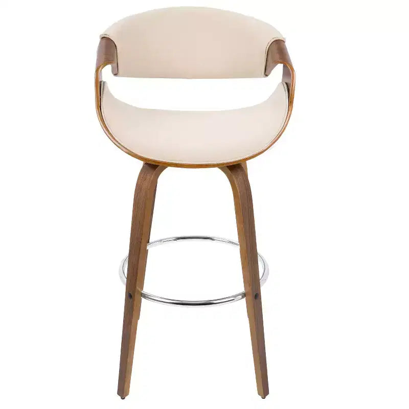 Lot de 2 tabourets de bar modernes mi-siècle Curvini Noyer/Crème - LumiSource : pivotants, dossier rembourré, structure en bois