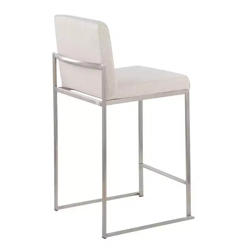 LumiSource Fuji – Tabourets de bar à dossier haut (3 tabourets) – Hauteur comptoir – Acier inoxydable/beige