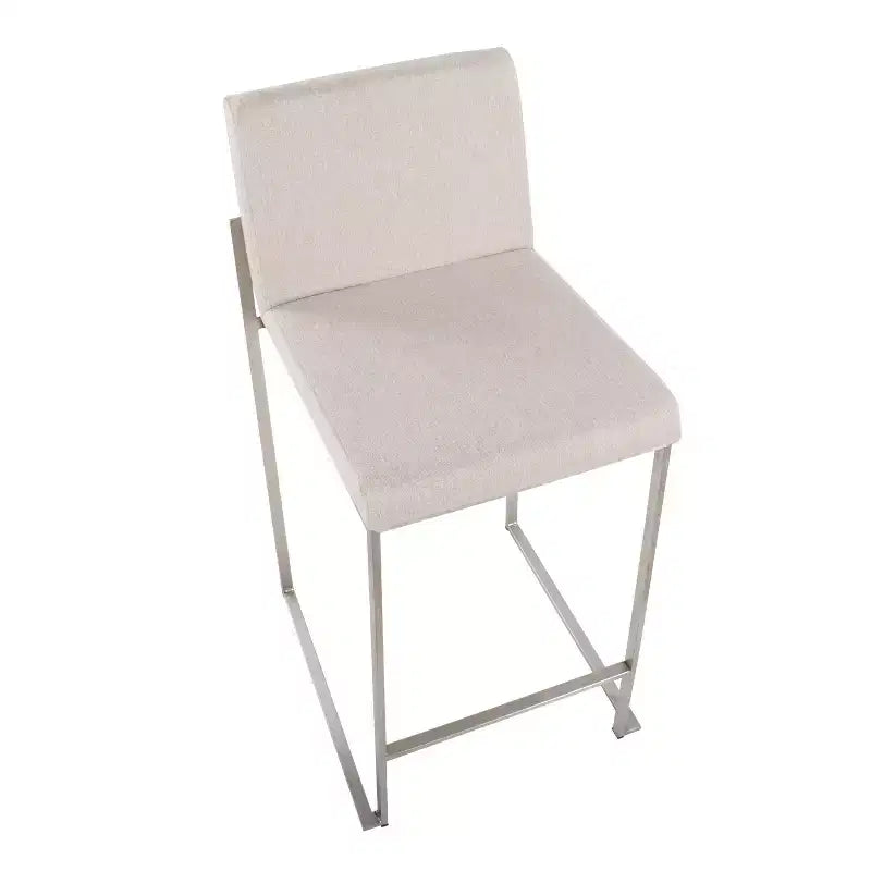 LumiSource Fuji – Tabourets de bar à dossier haut (3 tabourets) – Hauteur comptoir – Acier inoxydable/beige