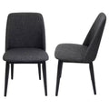 Set of 2 Tintori Mid Century Modern Dining Chair Black - LumiSource: Upholstered, Wood Legs, Comfort Style
