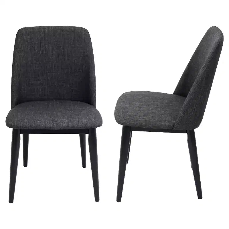 Set of 2 Tintori Mid Century Modern Dining Chair Black - LumiSource: Upholstered, Wood Legs, Comfort Style