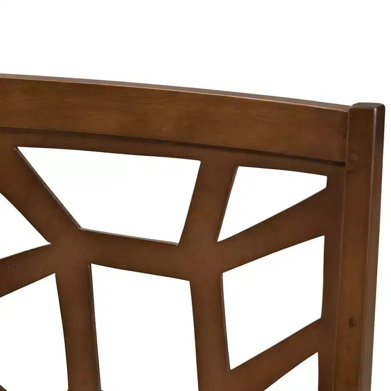 Lot de 2 chaises de salle à manger Abilene en tissu d'inspiration Mid-Century et finition noyer marron - Baxton Studio : Bois d'hévéa massif, Rembourrage en polyester