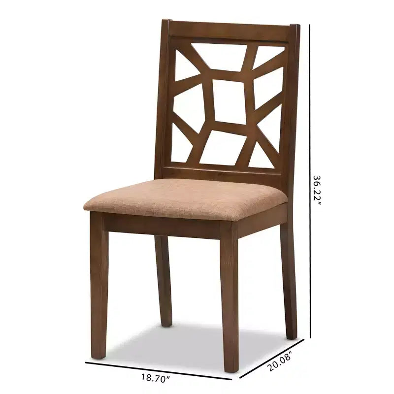 Lot de 2 chaises de salle à manger Abilene en tissu d'inspiration Mid-Century et finition noyer marron - Baxton Studio : Bois d'hévéa massif, Rembourrage en polyester