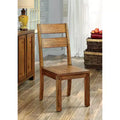 HOMES: Inside + Out Flintwood Panel Back Side Chair Dark Oak: Ladder-Back, Wood Frame, Set of 2
