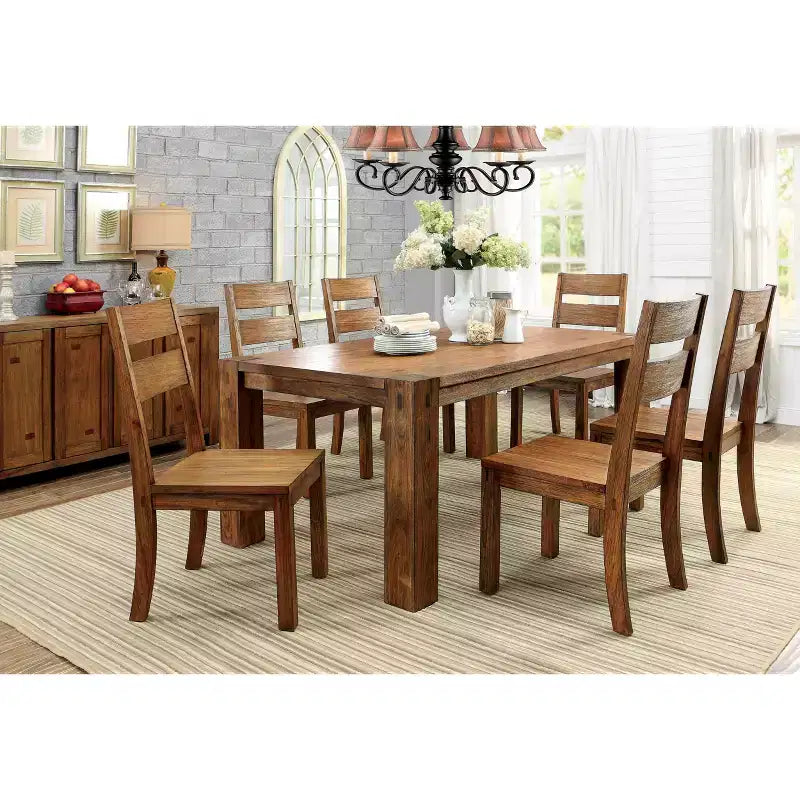 HOMES: Inside + Out Chaise d'appoint Flintwood Panel Back chêne foncé : Dossier échelle, Structure en bois, Lot de 2