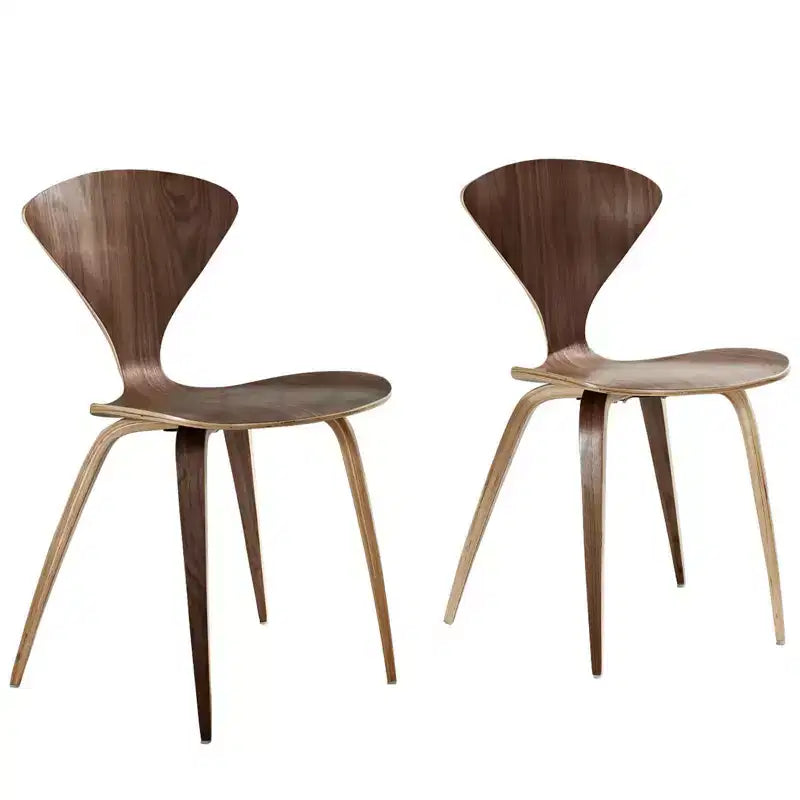 Modway Set of 2 Vortex Dining Chairs Dark Walnut : Upholstered, Wood Frame, 287lb Capacity
