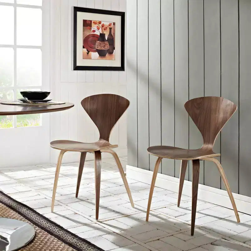 Lot de 2 chaises de salle à manger Vortex Modway Noyer foncé : Rembourré, Cadre en bois, Capacité de 130 kg