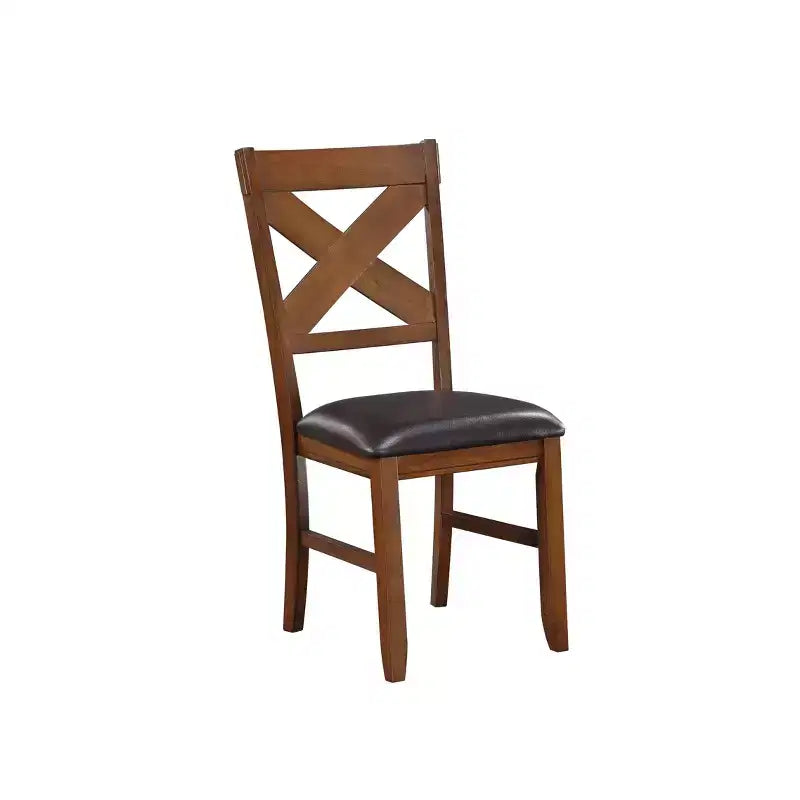 Acme Furniture Set of 2 Apollo Side Dining Chair Walnut & Espresso Faux Leather: Rubberwood Frame, Foam Fill