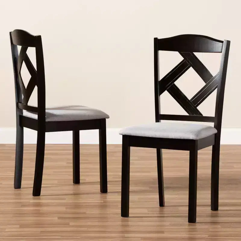 Ensemble de 2 chaises de salle à manger Ruth, finition expresso, gris/marron - Baxton Studio