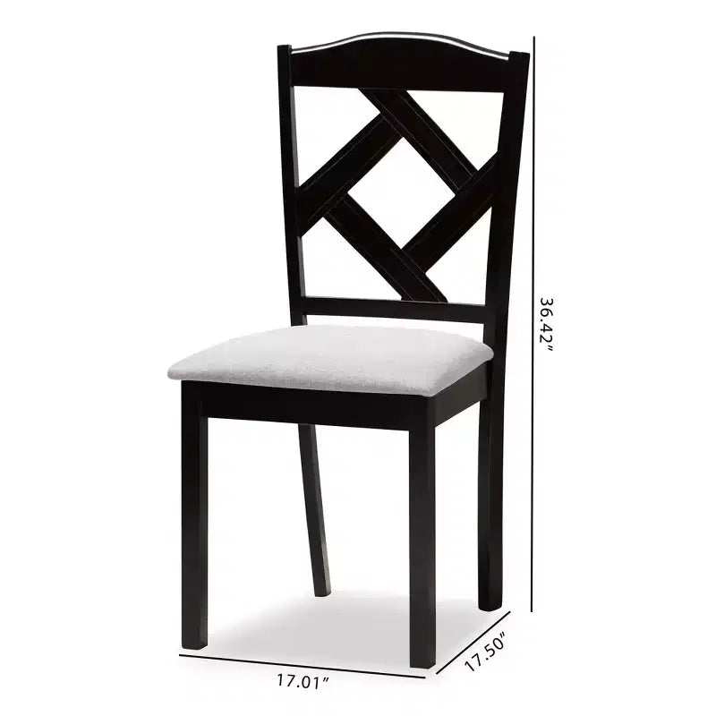 Ensemble de 2 chaises de salle à manger Ruth, finition expresso, gris/marron - Baxton Studio