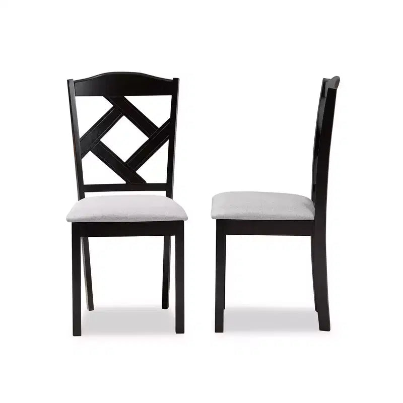 Ensemble de 2 chaises de salle à manger Ruth, finition expresso, gris/marron - Baxton Studio