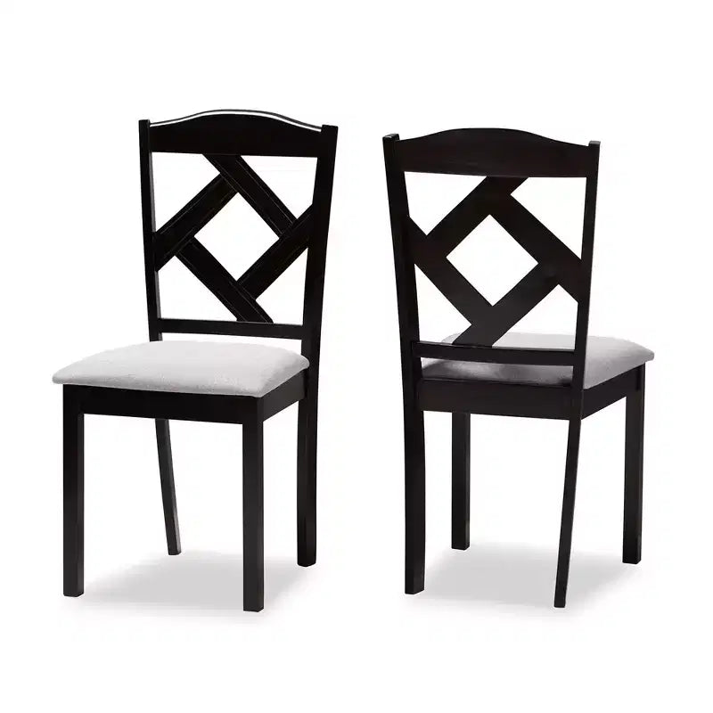 Ensemble de 2 chaises de salle à manger Ruth, finition expresso, gris/marron - Baxton Studio