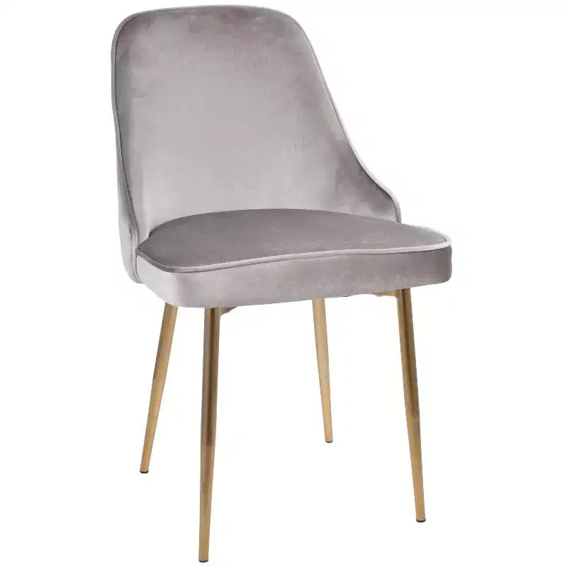 Lot de 2 chaises de salle à manger LumiSource Or Argent : revêtement en velours, pieds chromés, patins de protection de sol