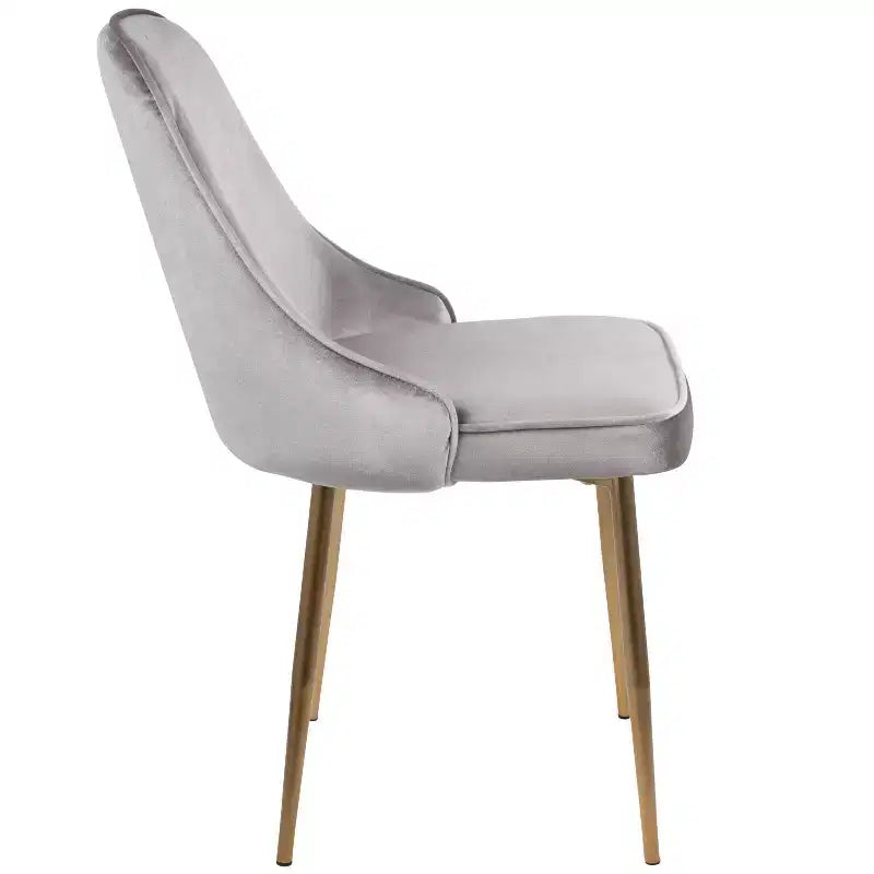 Lot de 2 chaises de salle à manger LumiSource Or Argent : revêtement en velours, pieds chromés, patins de protection de sol