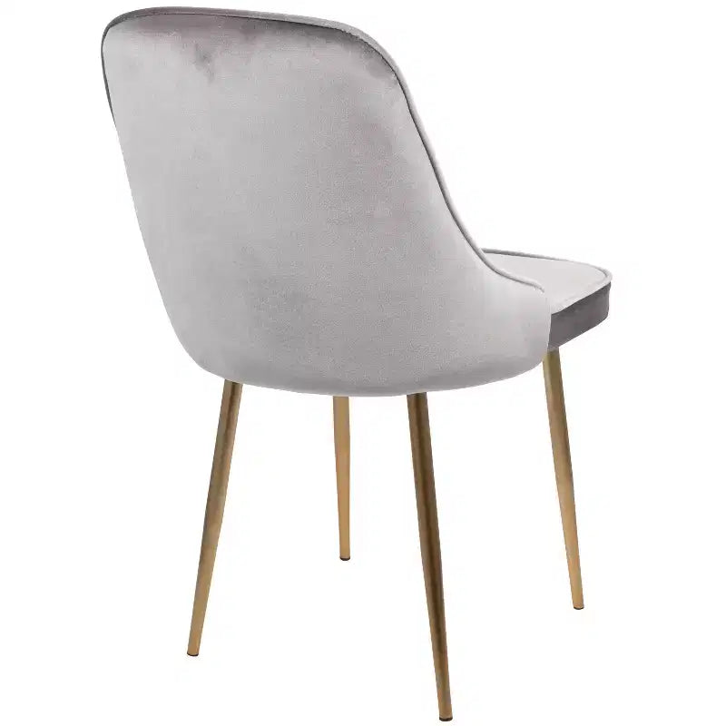 Lot de 2 chaises de salle à manger LumiSource Or Argent : revêtement en velours, pieds chromés, patins de protection de sol