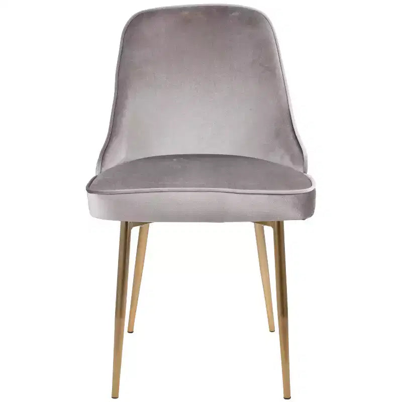 Lot de 2 chaises de salle à manger LumiSource Or Argent : revêtement en velours, pieds chromés, patins de protection de sol