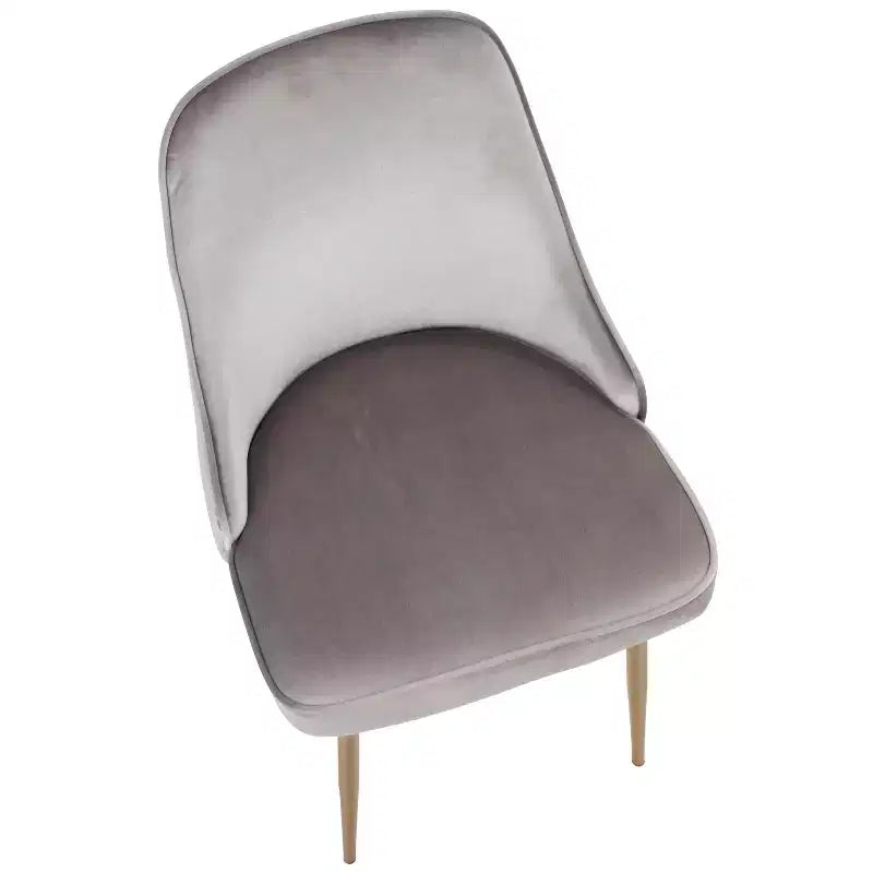 Lot de 2 chaises de salle à manger LumiSource Or Argent : revêtement en velours, pieds chromés, patins de protection de sol