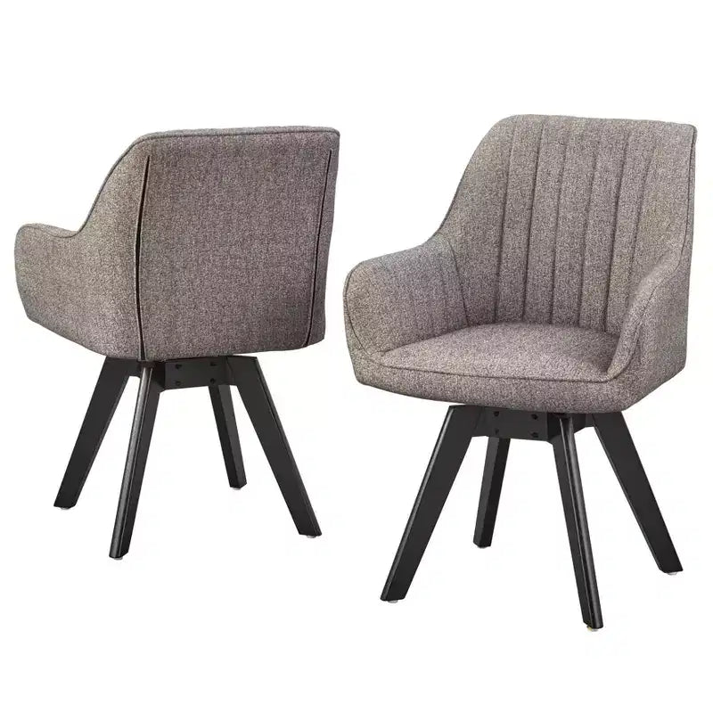 Lifestorey Lot de 2 Chaises Modernes Phyllis Grises Pivotantes : Design Mid-century, Structure en Bois d'Hévéa, Capacité de 113 kg