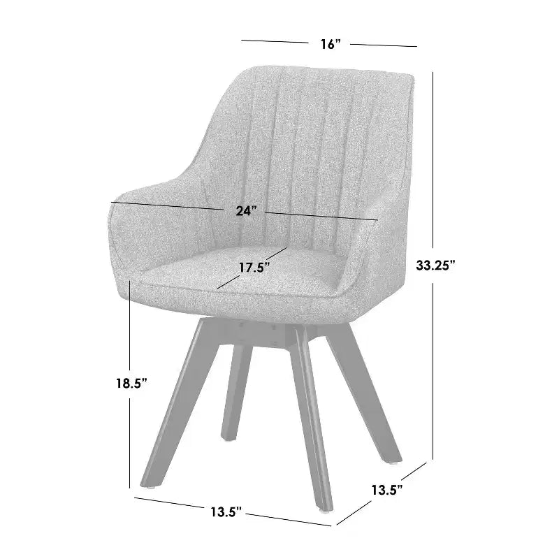 Lifestorey Lot de 2 Chaises Modernes Phyllis Grises Pivotantes : Design Mid-century, Structure en Bois d'Hévéa, Capacité de 113 kg