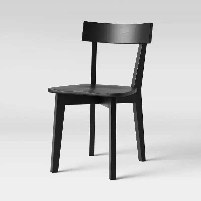 Lot de 2 chaises de salle à manger modernes Bombelli noires - Threshold™ : dossier arrondi, cadre en bois d'hévéa, capacité de 113 kg