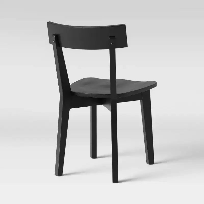 Lot de 2 chaises de salle à manger modernes Bombelli noires - Threshold™ : dossier arrondi, cadre en bois d'hévéa, capacité de 113 kg