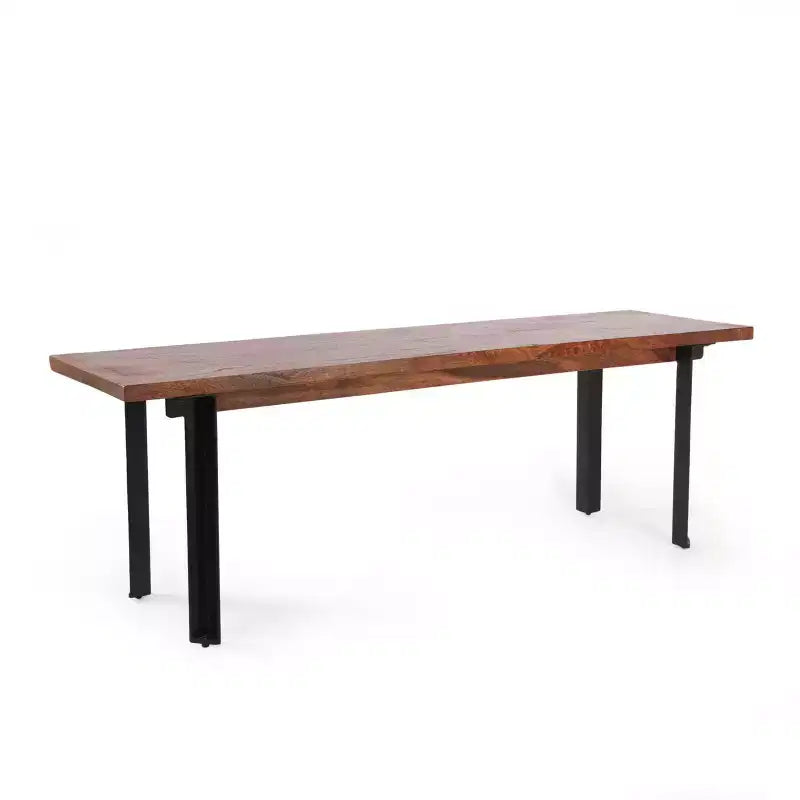 Banc de salle à manger moderne industriel artisanal en bois de manguier Pisgah marron/noir - Christopher Knight Home : Cadre en fer, places assises pour 2