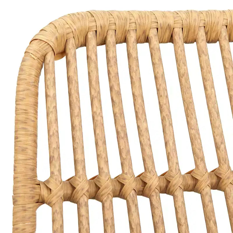 Lifestorey Lot de 2 chaises de salle à manger Greenville en similicuir et rotin naturel : Style moderne du milieu du siècle, rotin et cadre en métal, capacité de 113 kg