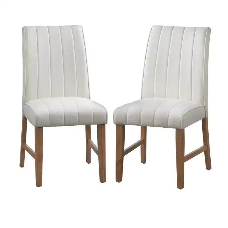 Lifestorey Set of 2 Augusta Modern Dining Chairs Light Oak/Cream