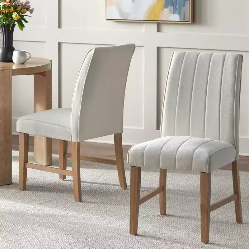 Lot de 2 chaises de salle à manger modernes Augusta Lifestorey Chêne clair/Crème