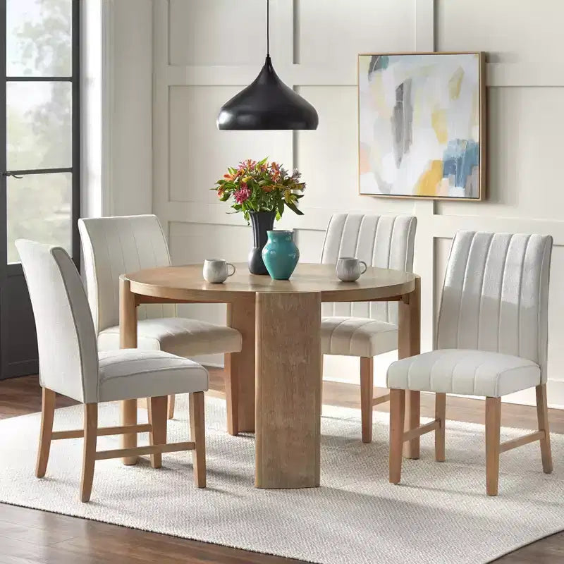 Lot de 2 chaises de salle à manger modernes Augusta Lifestorey Chêne clair/Crème