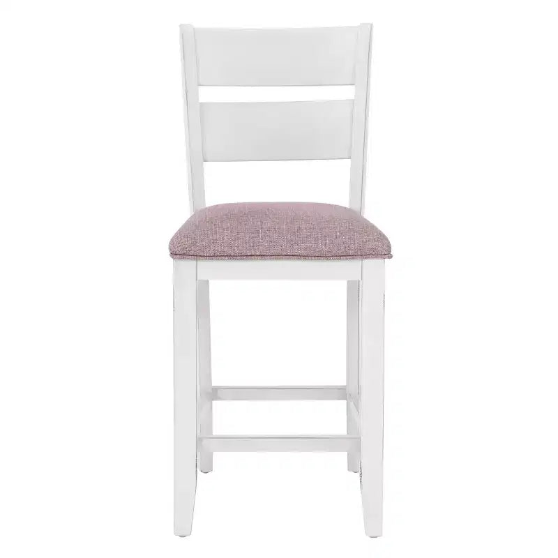 Ensemble de salle à manger rectangulaire 6 pièces Bruner de hauteur comptoir Powell, blanc