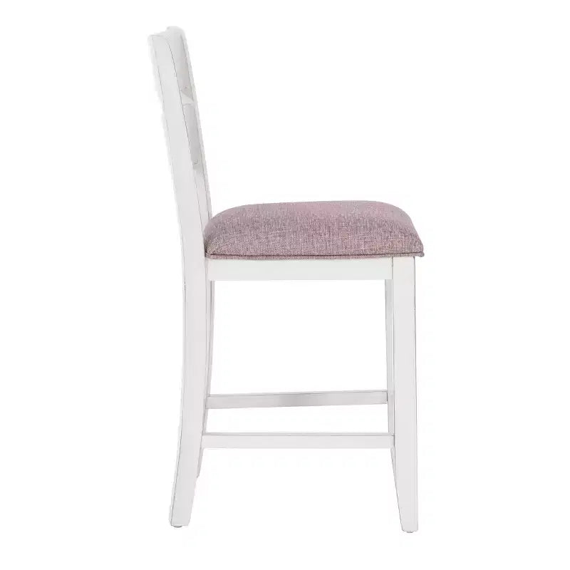 Ensemble de salle à manger rectangulaire 6 pièces Bruner de hauteur comptoir Powell, blanc