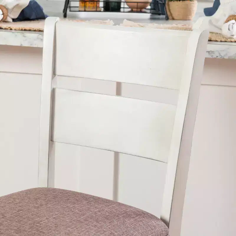 Ensemble de salle à manger rectangulaire 6 pièces Bruner de hauteur comptoir Powell, blanc