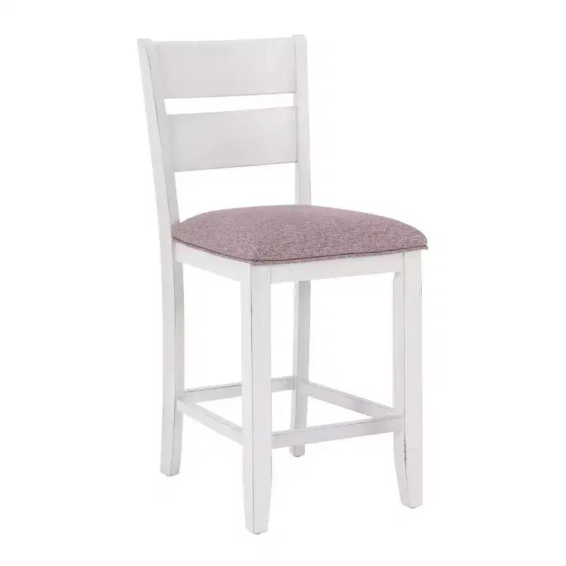 Ensemble de salle à manger rectangulaire 6 pièces Bruner de hauteur comptoir Powell, blanc