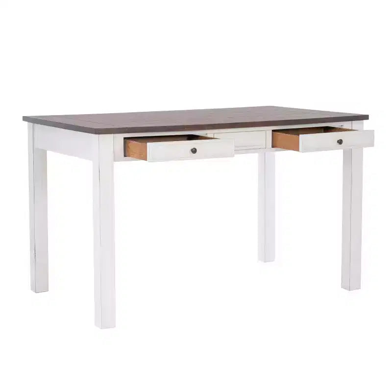 Ensemble de salle à manger rectangulaire 6 pièces Bruner de hauteur comptoir Powell, blanc