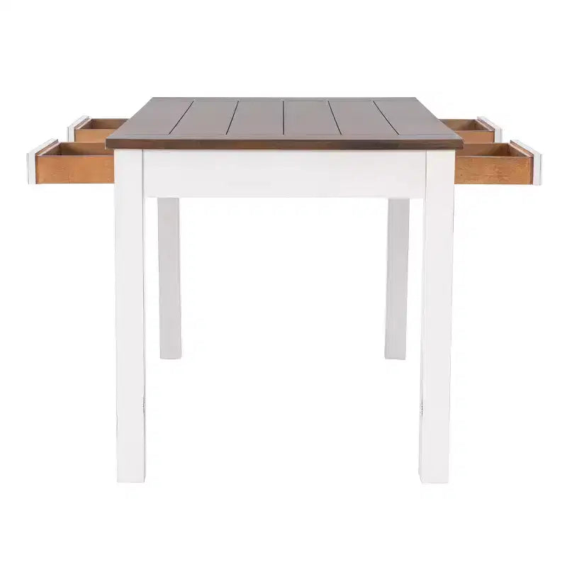 Ensemble de salle à manger rectangulaire 6 pièces Bruner de hauteur comptoir Powell, blanc